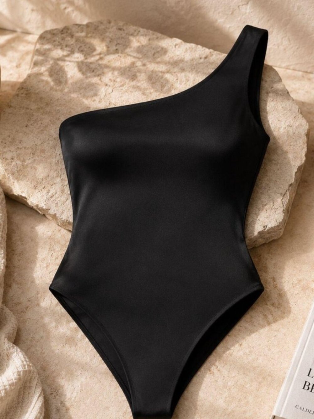NWT Victoria’s Secret So Sleek Black One-Shoulder Shaping Bodysuit High Shine